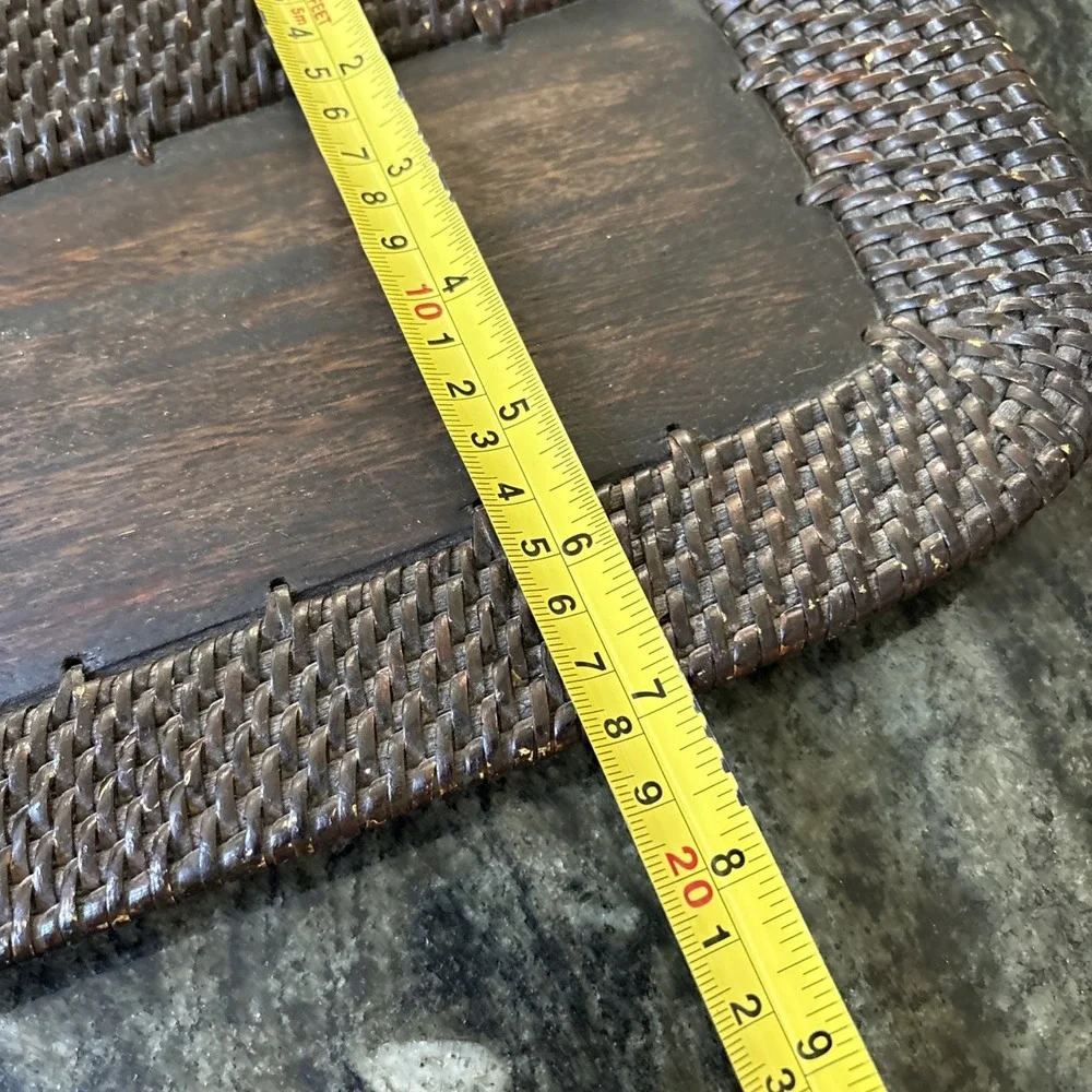 Vtg Tommy Bahama Mid Century Tropical Hawaiian Island‎ Tray Brown Rattan Rim